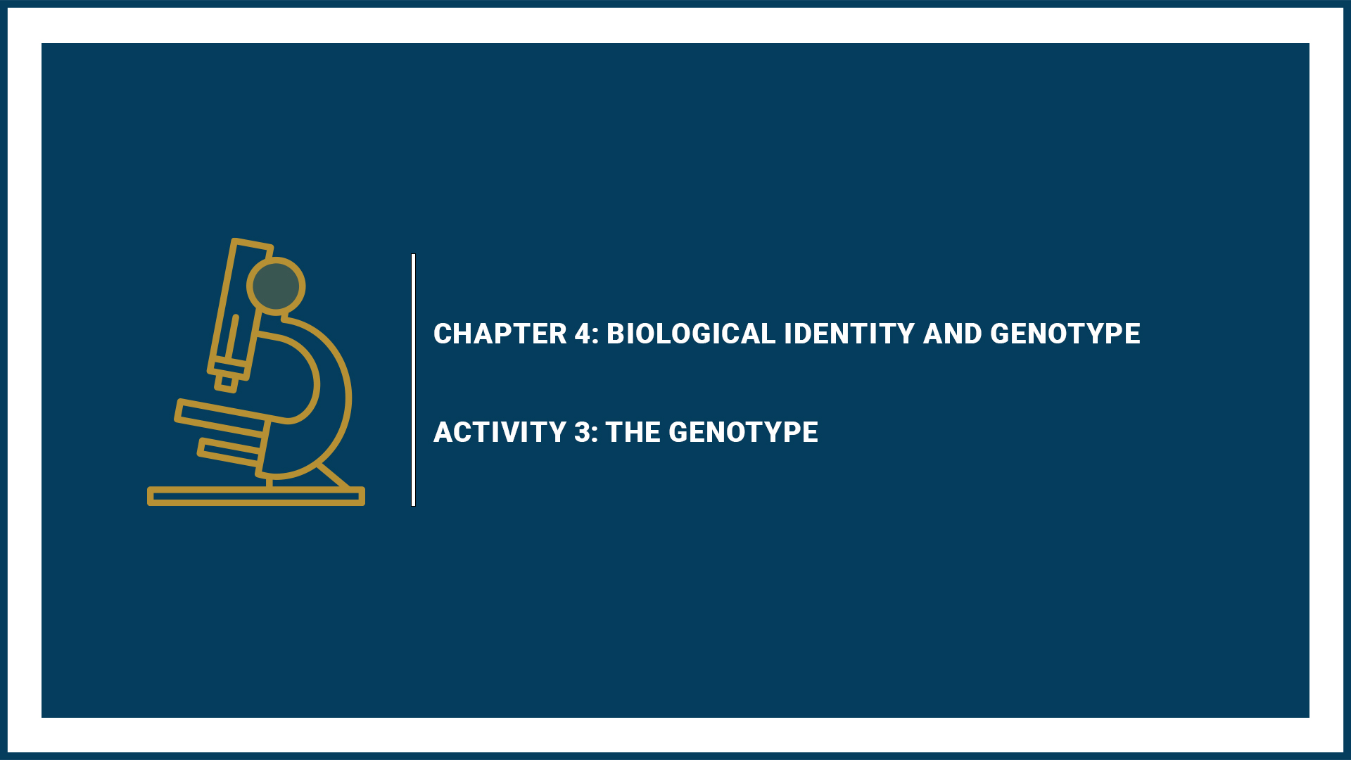 Chapter 4: Biological Identity and Genotype - Activity 3: The Genotype